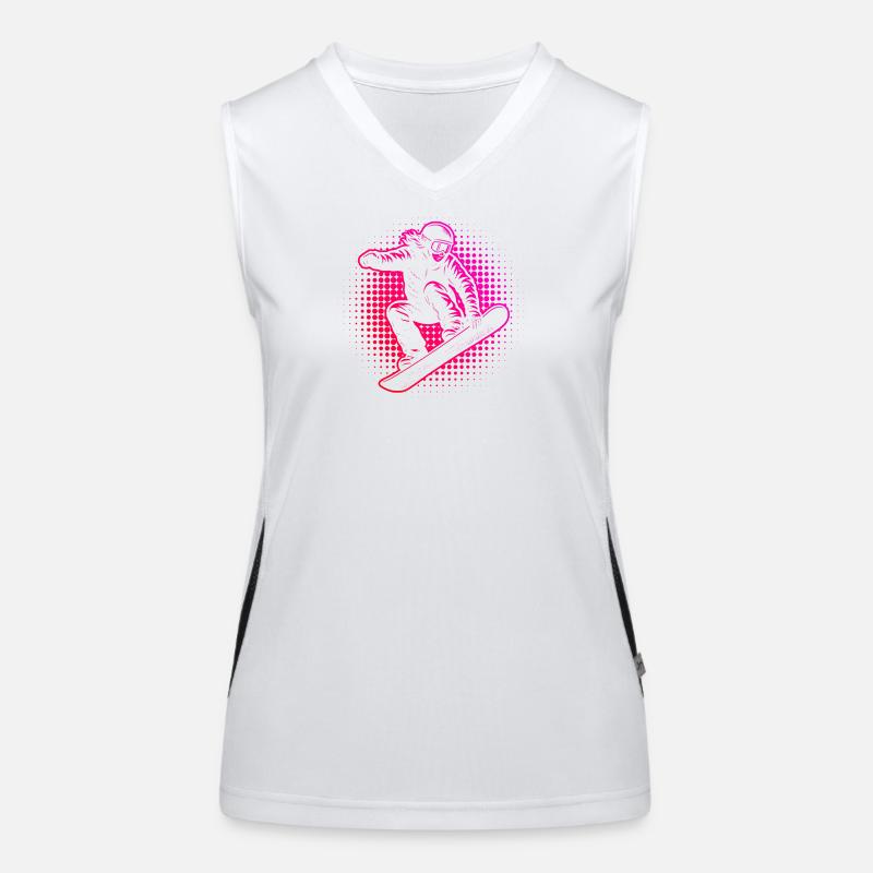 Neon Snowboarder Halftone Style Women's Functional Contrast Tank Top