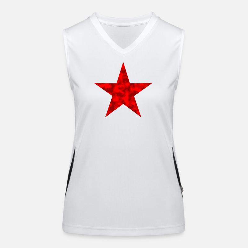 Stern Rot - Mit Camouflage Muster Funktionelles Kontrast-Tank Top für Frauen