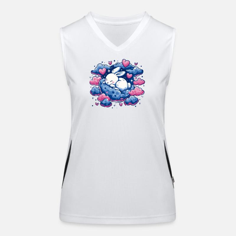 Moondream bunny on cloud heart Women's Functional Contrast Tank Top
