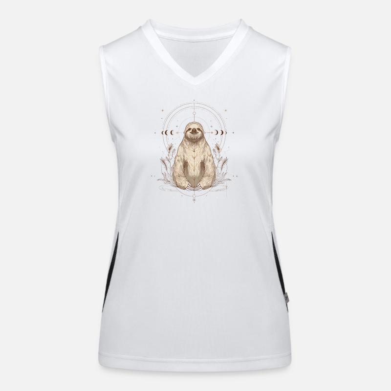 Faultier mit Mondphasen im Boho Stil Funktionelles Kontrast-Tank Top für Frauen