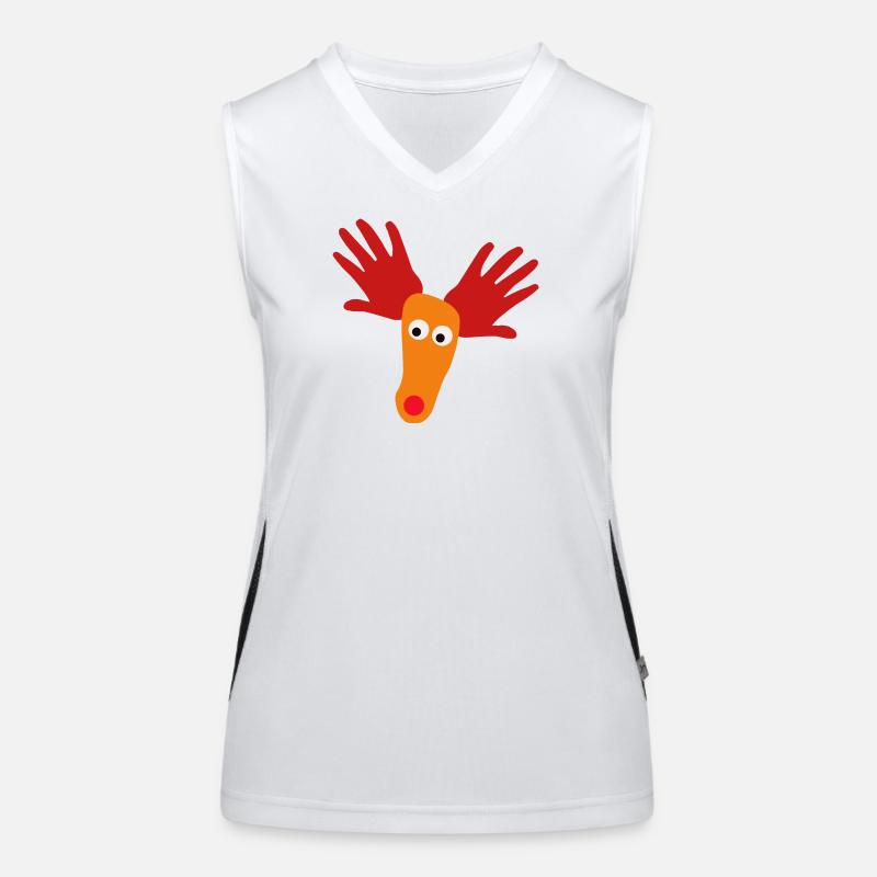 Reindeer head with orange snout Women's Functional Contrast Tank Top