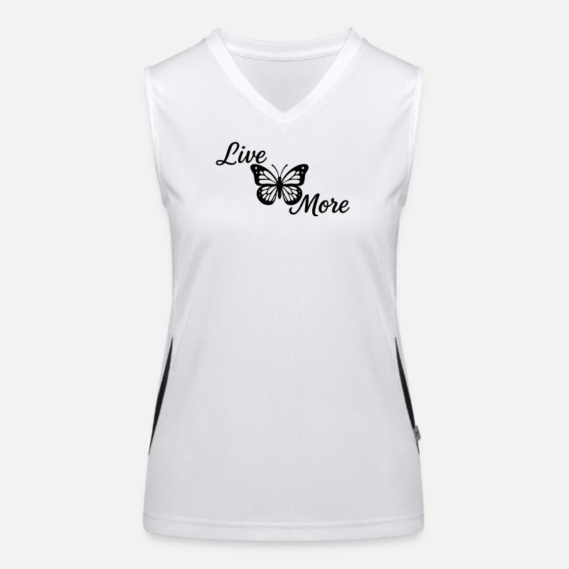 live more - Women's Functional Contrast Tank Top - white/black