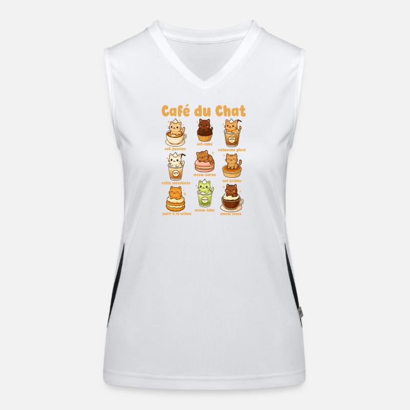 Café Du Chat Cute Cat Coffee Pun Women's Functional Contrast Tank Top