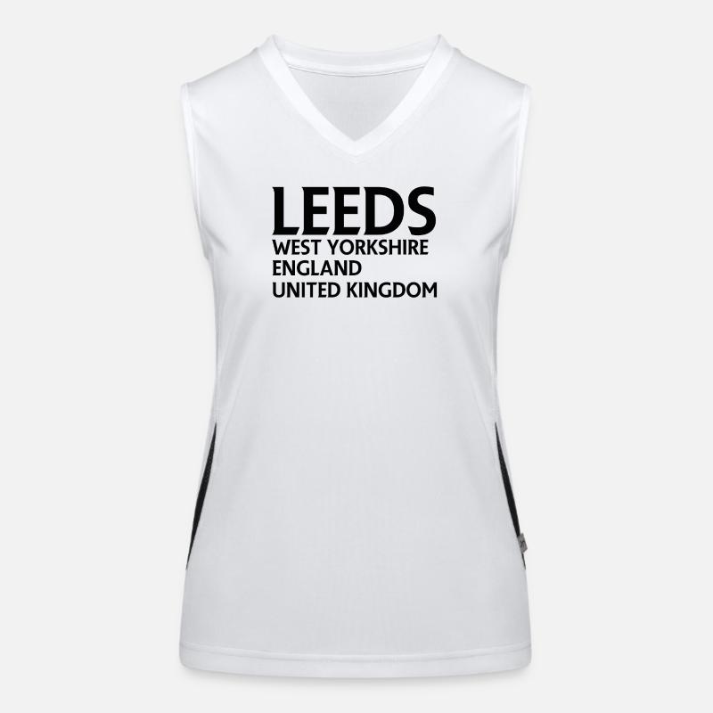 Leeds – England Liedtextdesign Funktionelles Kontrast-Tank Top für Frauen