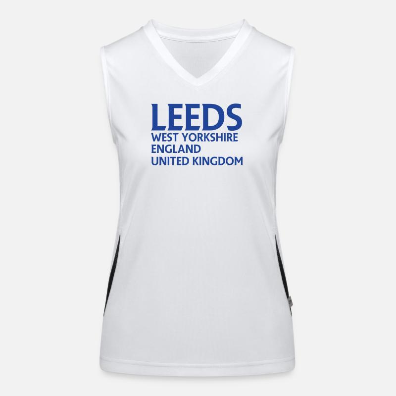 Leeds – England Liedtextdesign Funktionelles Kontrast-Tank Top für Frauen