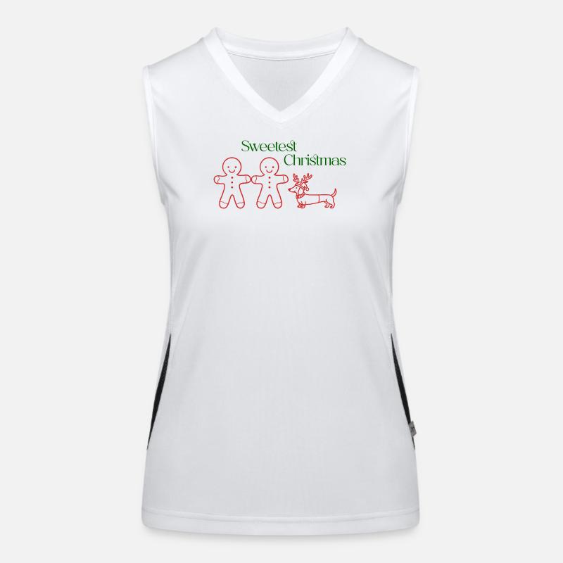 hristmas – Gingerbread Boys & Dackel (Red Line) Funktionelles Kontrast-Tank Top für Frauen