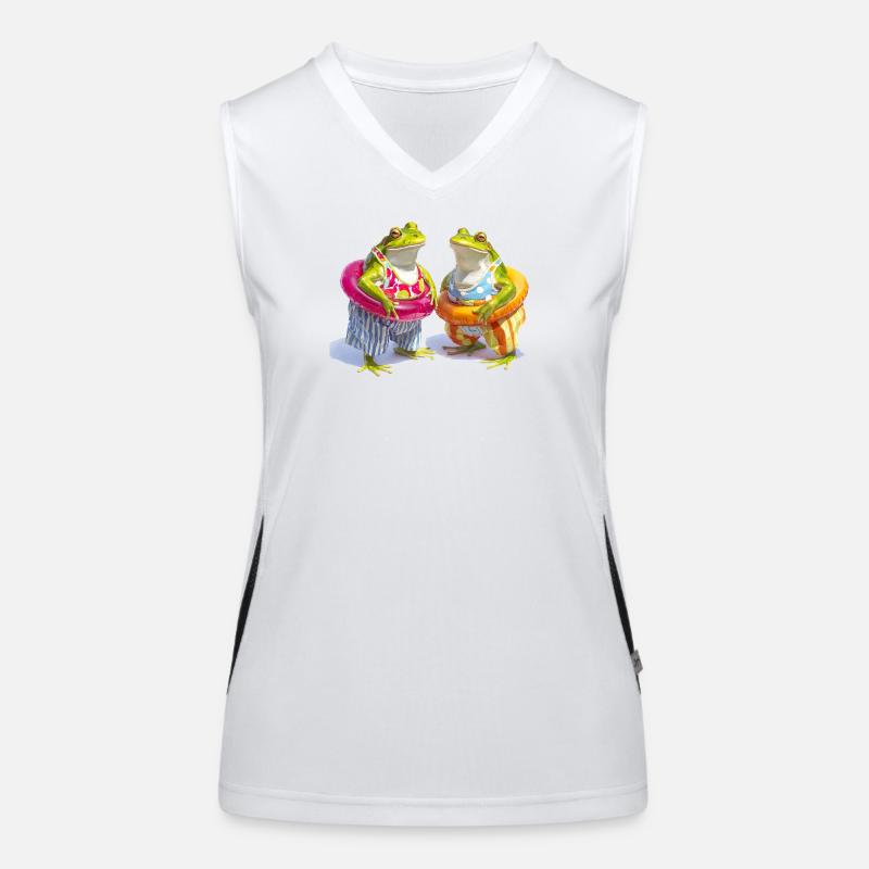 Happy frog buddies in summer Women's Functional Contrast Tank Top