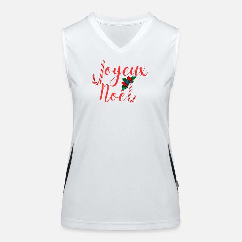 Joyeux Noël typographie festive candy cane Débardeur respirant contrasté Femme