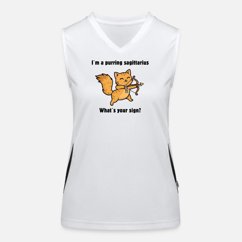 Sternzeichen Schütze Katze – Cute Zodiac Cat Funktionelles Kontrast-Tank Top für Frauen