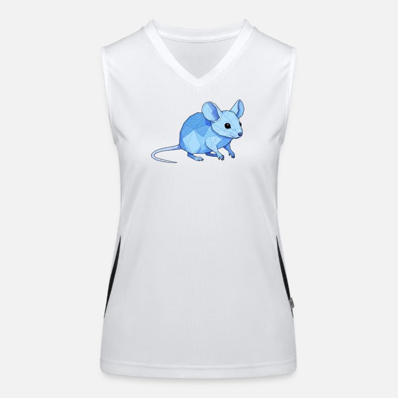Blue Low-Poly Mouse Women's Functional Contrast Tank Top