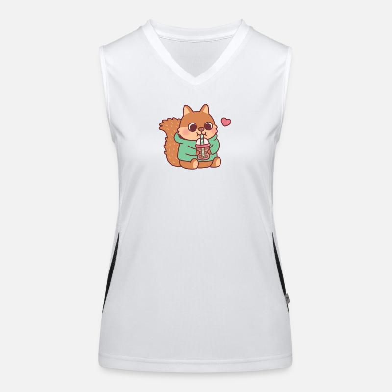 Süßes Eichhörnchen liebt Boba-Tee Funktionelles Kontrast-Tank Top für Frauen