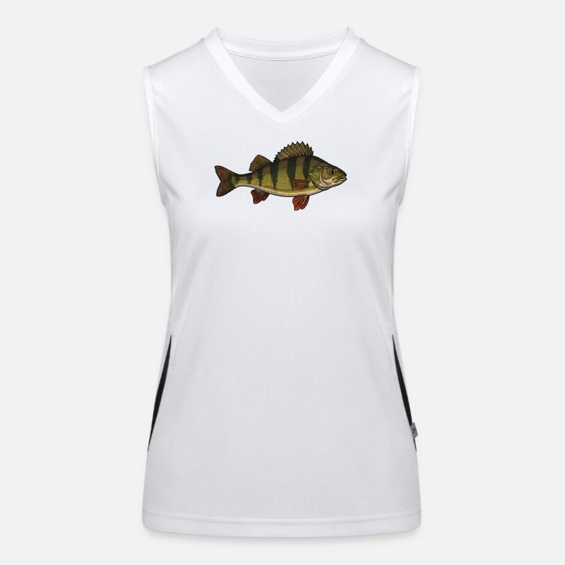 Realistic Perch Fish Vector - Women's Functional Contrast Tank Top - white/black
