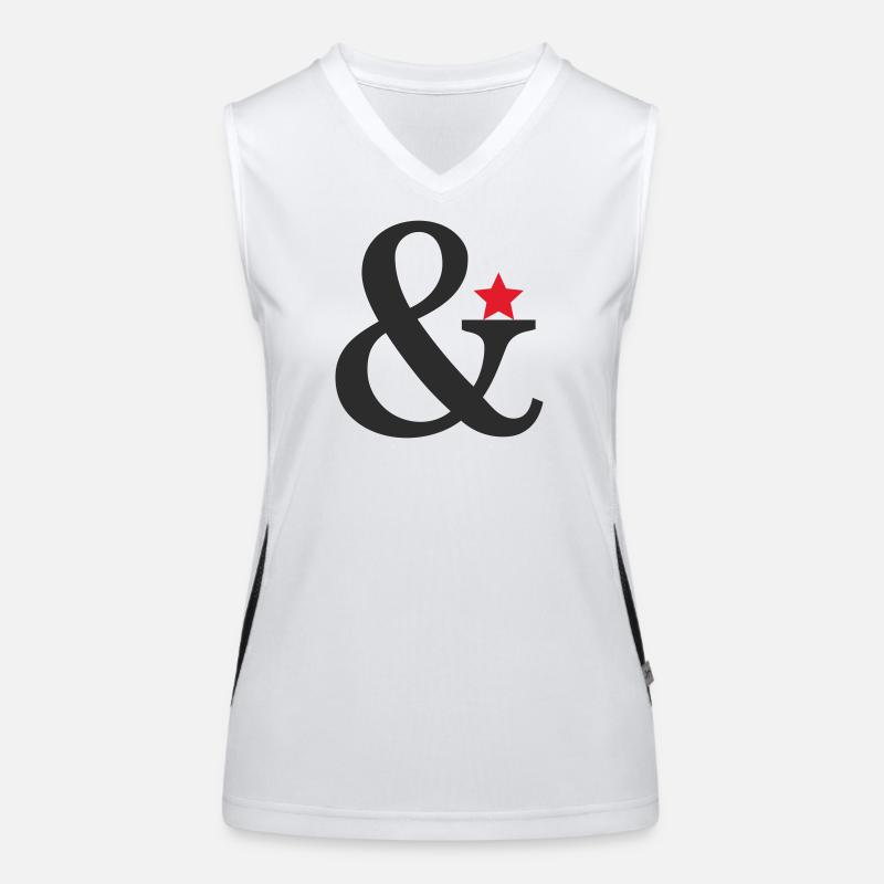 Ampersand mit rotem Sternakzent Funktionelles Kontrast-Tank Top für Frauen