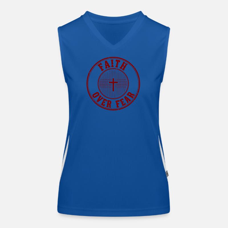 Glaube über Angst Emblem Funktionelles Kontrast-Tank Top für Frauen