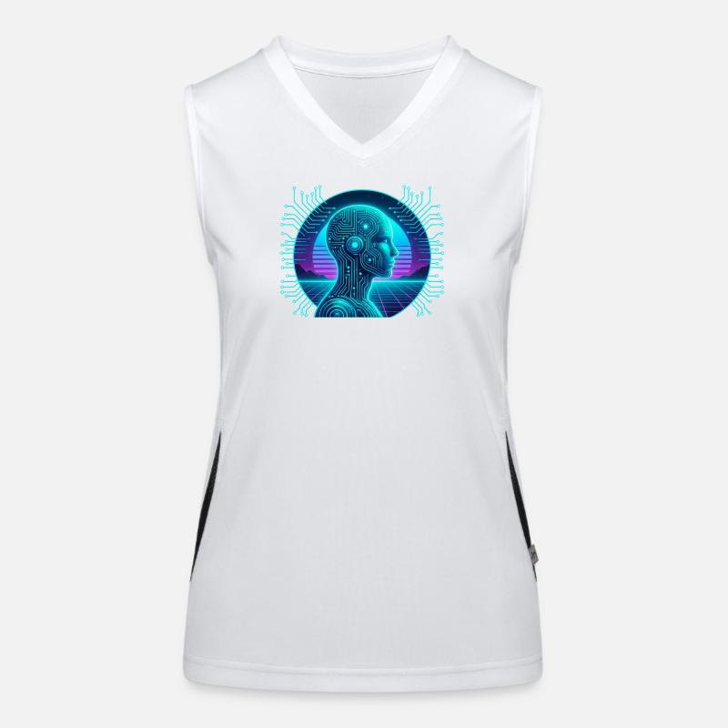 Artificial Intelligence Cyberpunk Neon Circuit Women's Functional Contrast Tank Top