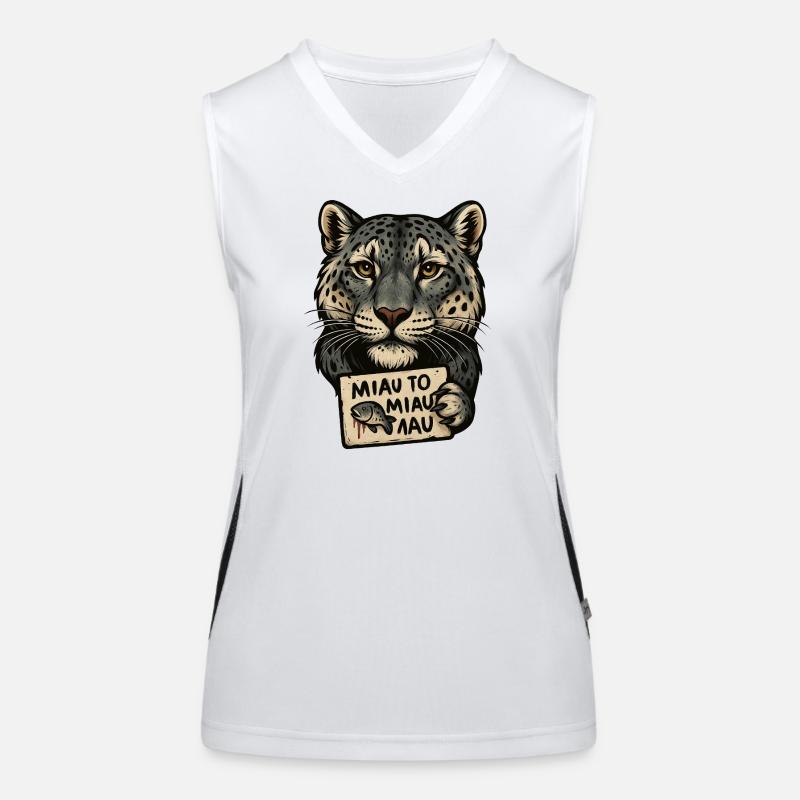 Leopard mit Schild Miau Sign Funktionelles Kontrast-Tank Top für Frauen
