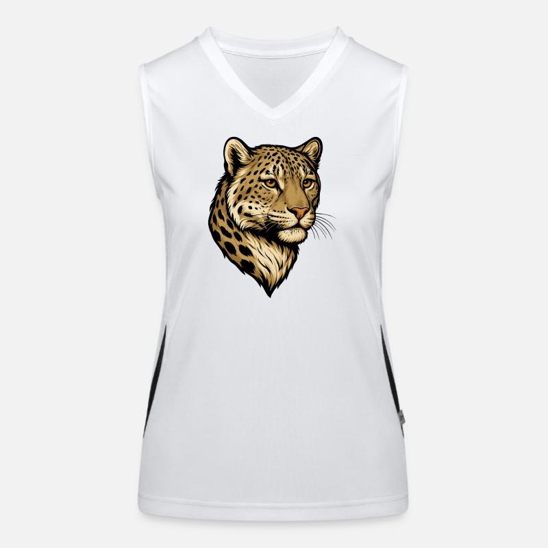 Leopard Head Illustration Women's Functional Contrast Tank Top