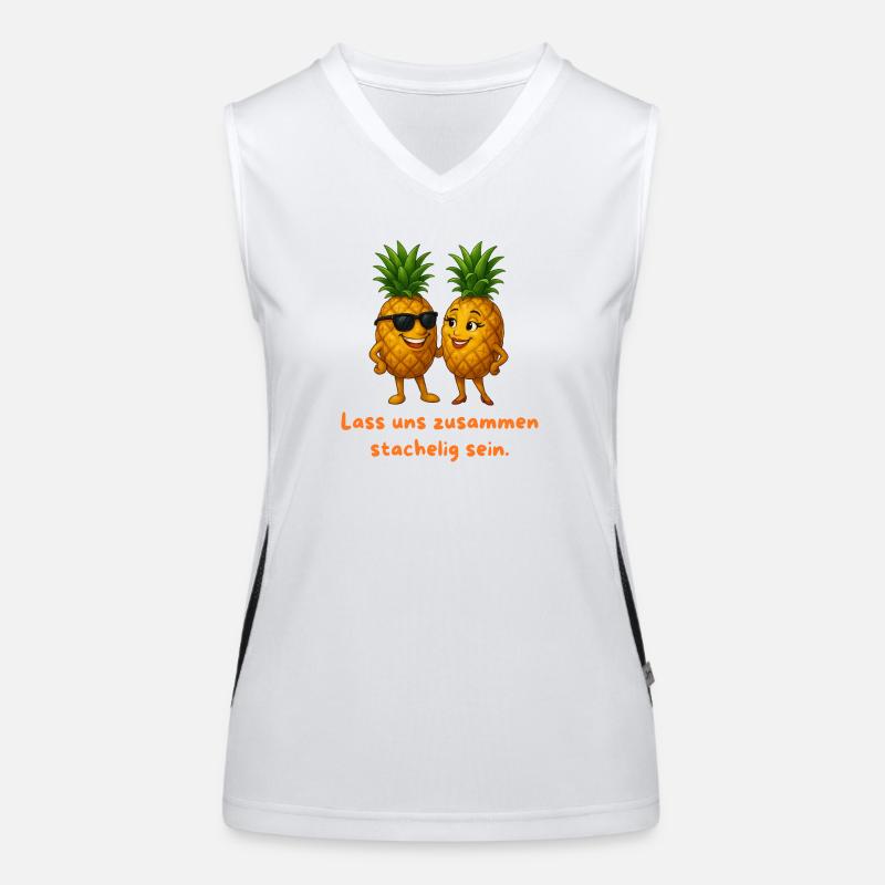 Pineapple duo: Prickly together Women's Functional Contrast Tank Top