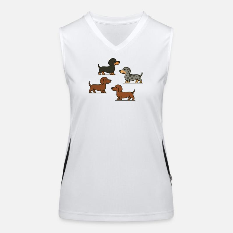 Dachshund Quartet: Spotted & Solid Women's Functional Contrast Tank Top
