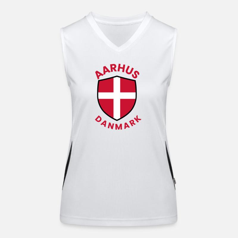 Aarhus Denmark Flag Shield Women's Functional Contrast Tank Top