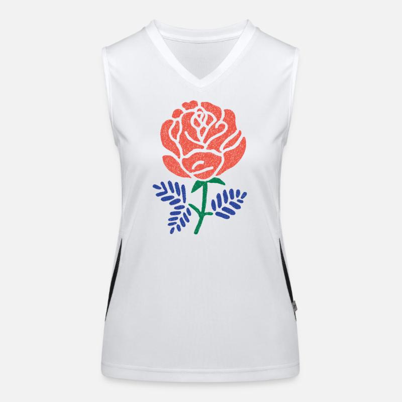 Coral rose with blue-green leaves Women's Functional Contrast Tank Top