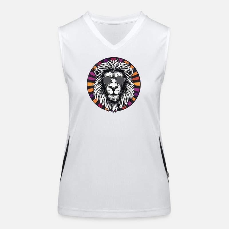 Lion avec lunettes de soleil Débardeur respirant contrasté Femme