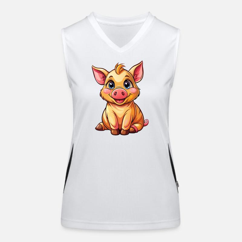 Sitzendes Schwein Funktionelles Kontrast-Tank Top für Frauen