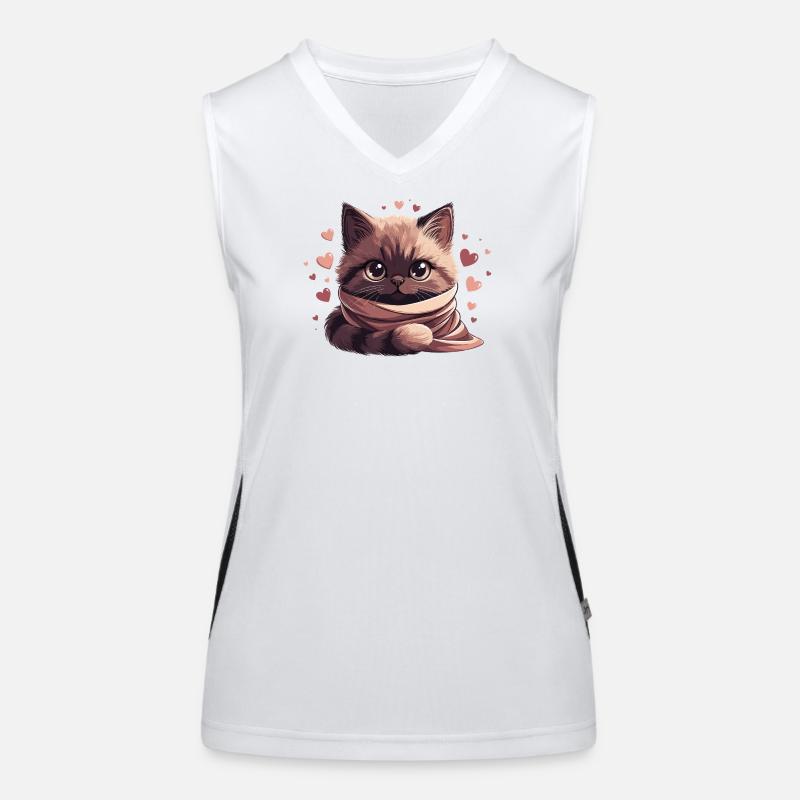Gemütliches Kätzchen, eingewickelt in einen Schal Funktionelles Kontrast-Tank Top für Frauen
