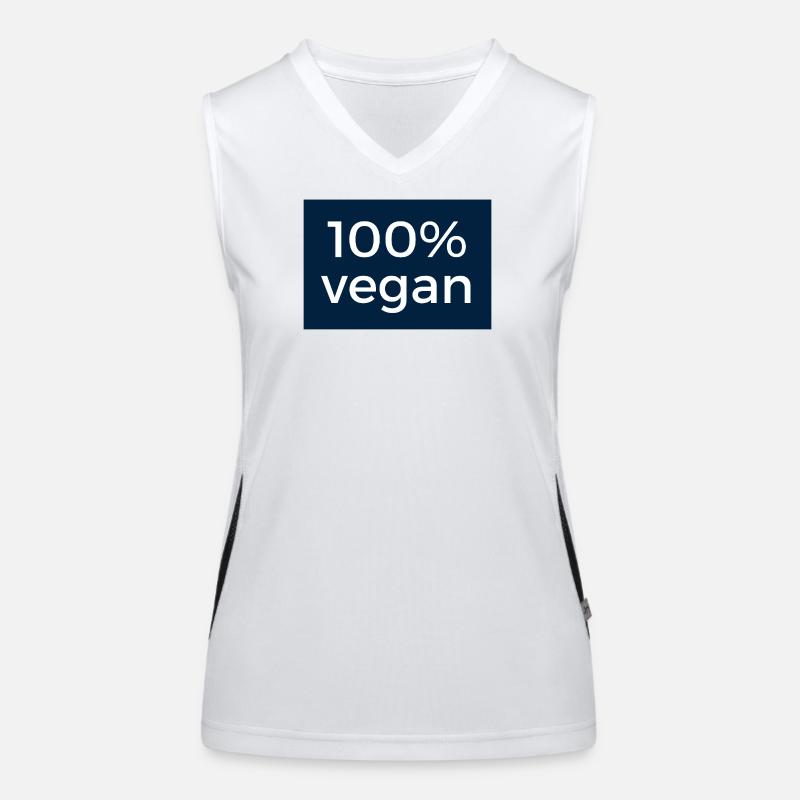 100 % vegan - design en bleu et blanc Débardeur respirant contrasté Femme