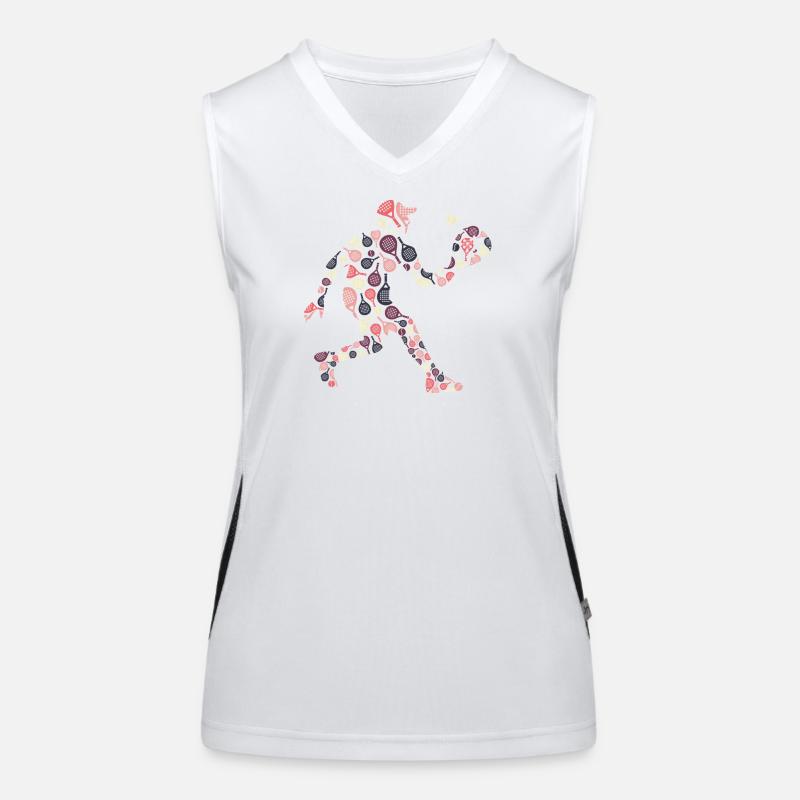 Retro Padel Player with Rackets Pattern Women's Functional Contrast Tank Top