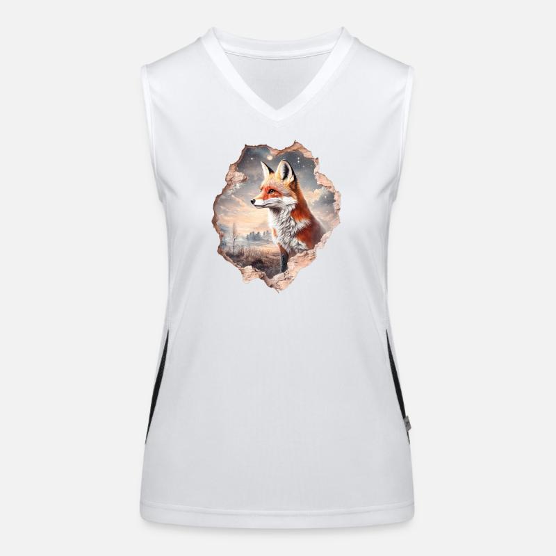 Fuchs und Sternenhimmel Funktionelles Kontrast-Tank Top für Frauen