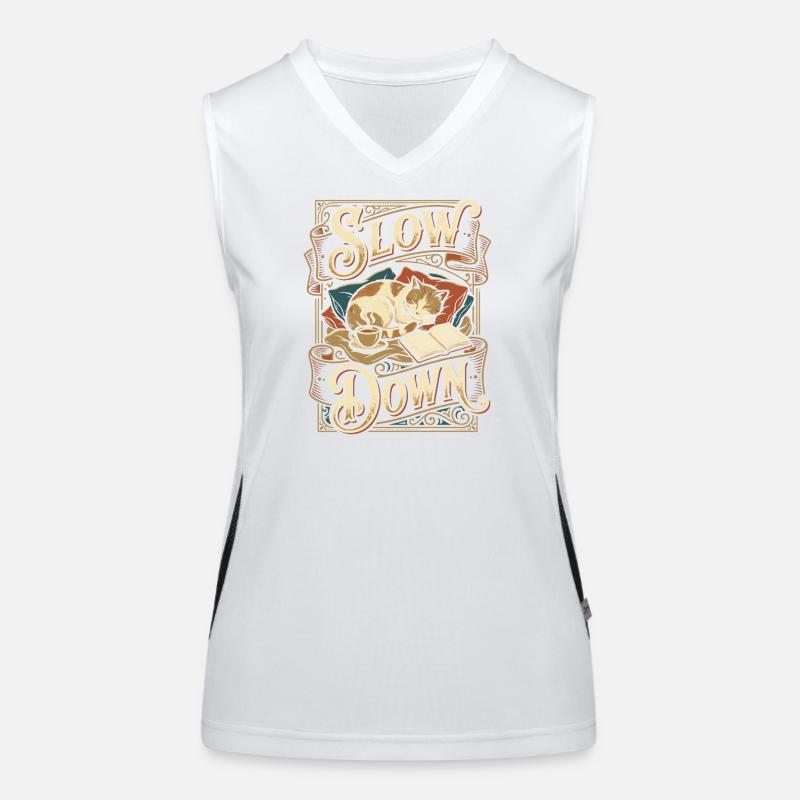 Slow Down Katze Schlaf Funktionelles Kontrast-Tank Top für Frauen