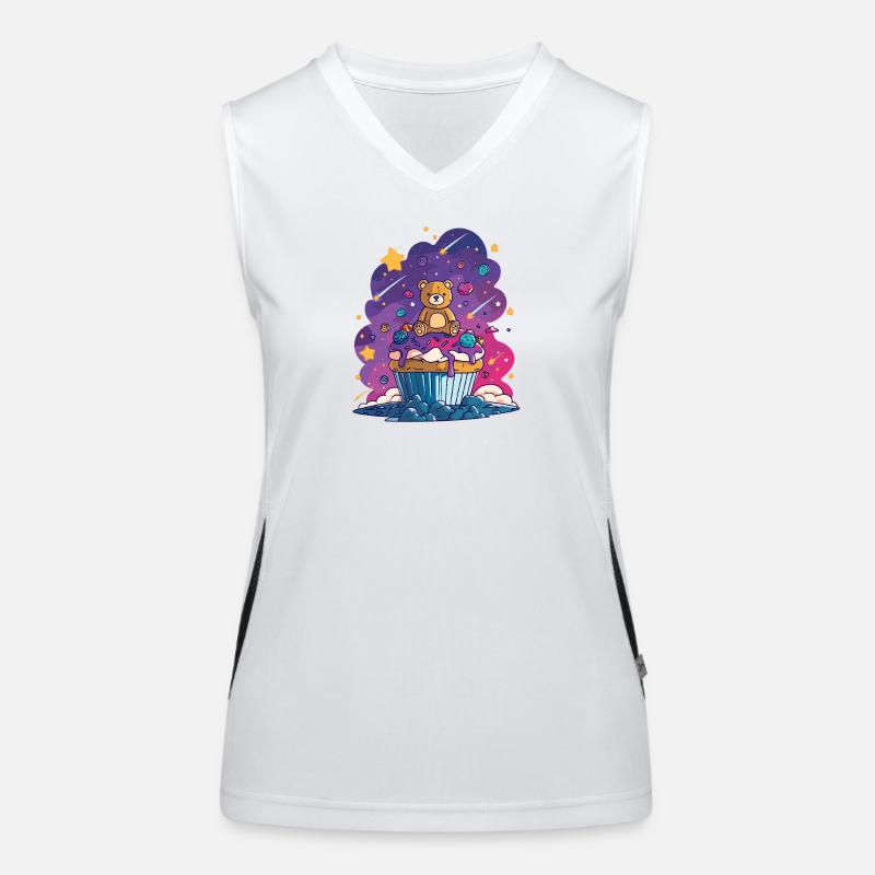 Teddy Bear Cupcake in the Cosmos Women's Functional Contrast Tank Top