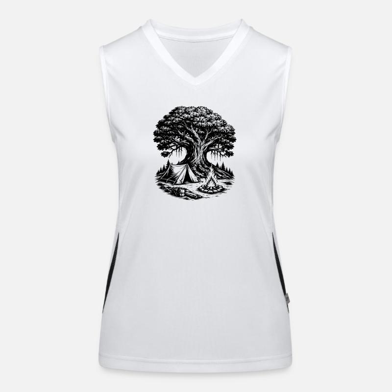 Camping Zelt Wald Baum Funktionelles Kontrast-Tank Top für Frauen
