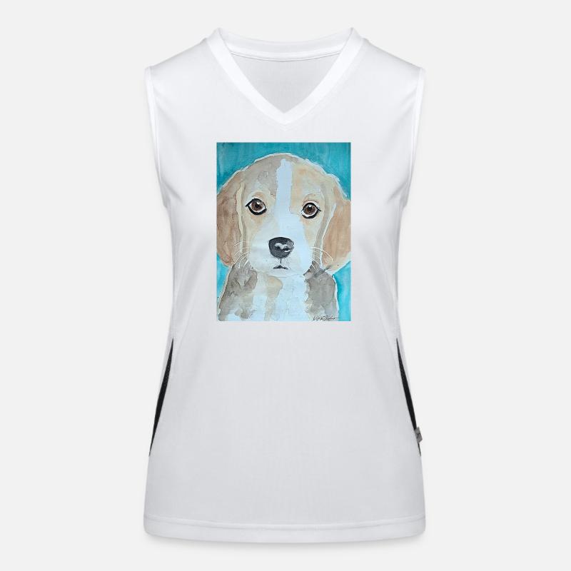 Chiot Beagle, aquarelle Débardeur respirant contrasté Femme