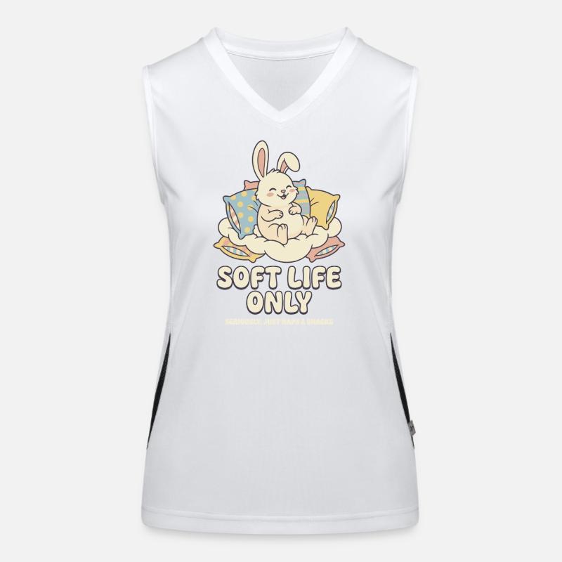 Cuddly bunny on cloud cushion Women's Functional Contrast Tank Top