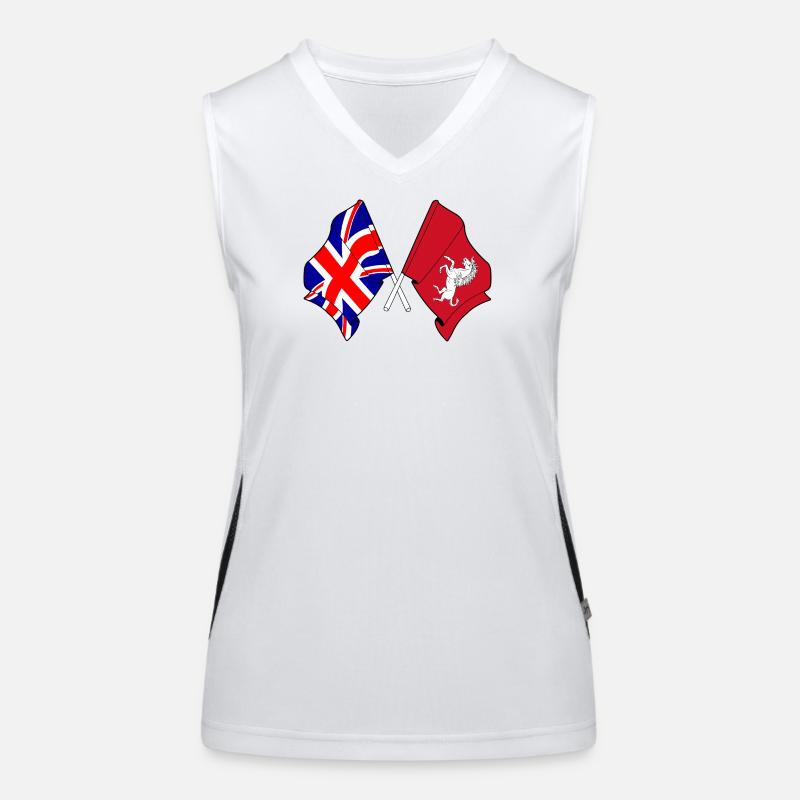 Drapeau du Kent + Drapeau de la Grande-Bretagne Débardeur respirant contrasté Femme