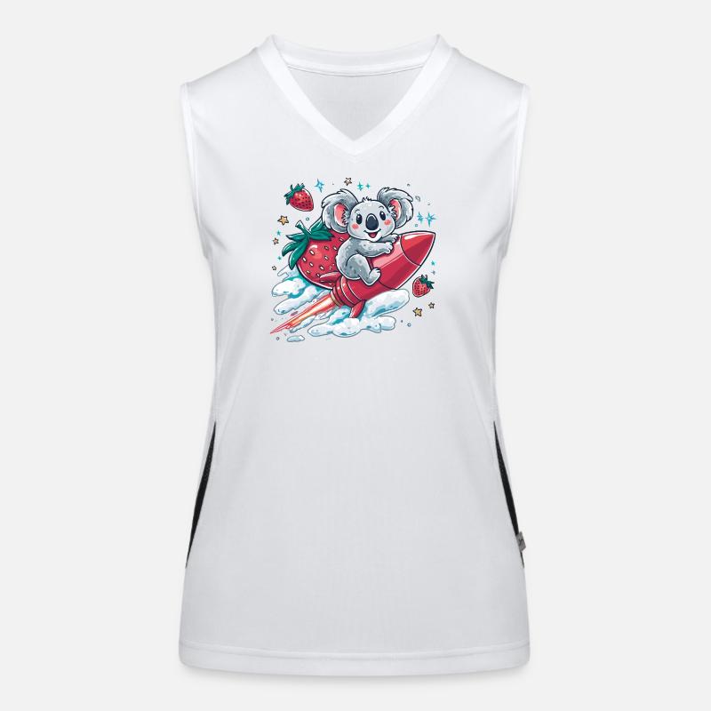 Raketenkoala mit Erdbeeren Funktionelles Kontrast-Tank Top für Frauen