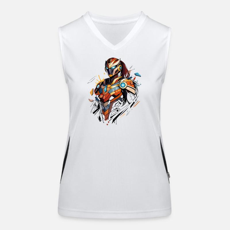 Futuristische Sci-Fi Heldin im Comic-Stil Funktionelles Kontrast-Tank Top für Frauen