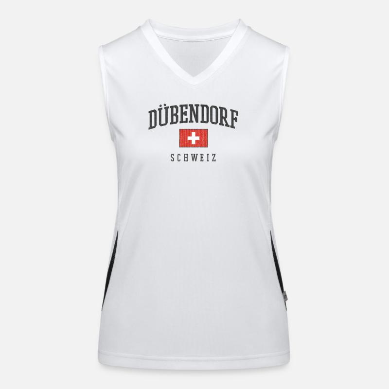 Dübendorf Schweiz Logo mit Flagge Funktionelles Kontrast-Tank Top für Frauen