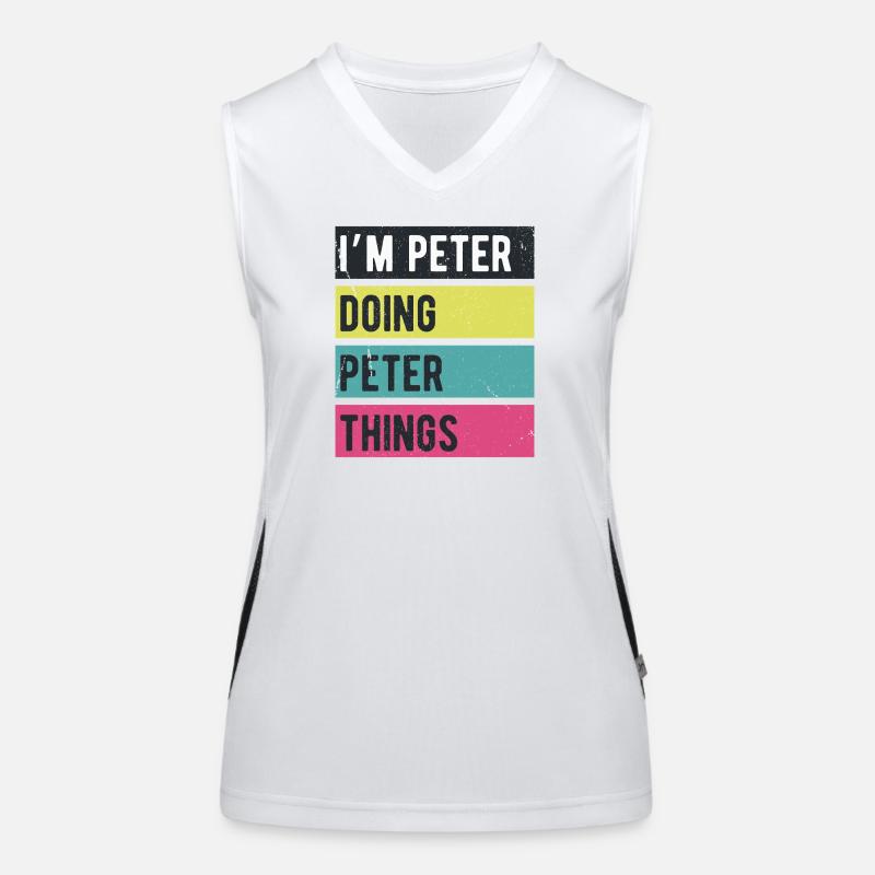 Ich bin Peter Mache Peter Dinge Retro Farben Funktionelles Kontrast-Tank Top für Frauen