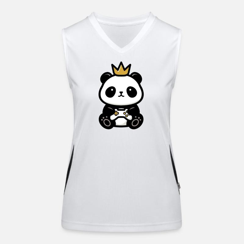 Panda sticker gamer crown Women's Functional Contrast Tank Top