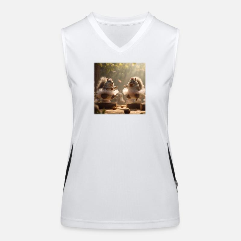 Dancing squirrels in tutu with acorns Women's Functional Contrast Tank Top