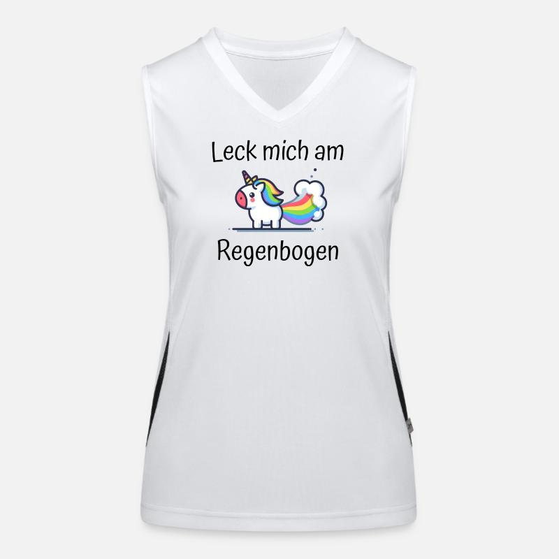 Lick Me At Rainbow Unicorn Saying Women's Functional Contrast Tank Top