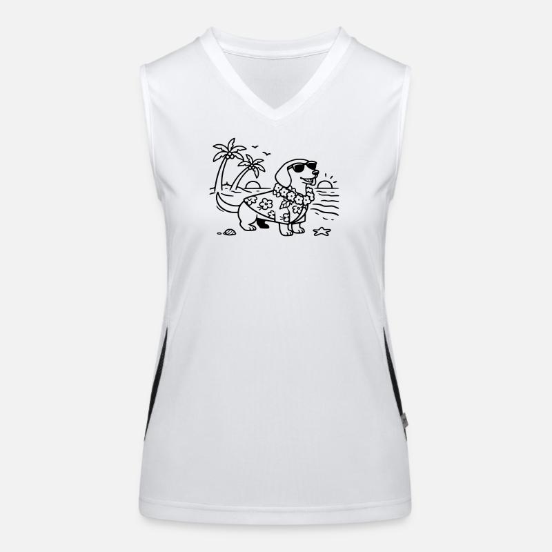 Vacances à Hawaï, mode vacances, teckel avec chien Débardeur respirant contrasté Femme