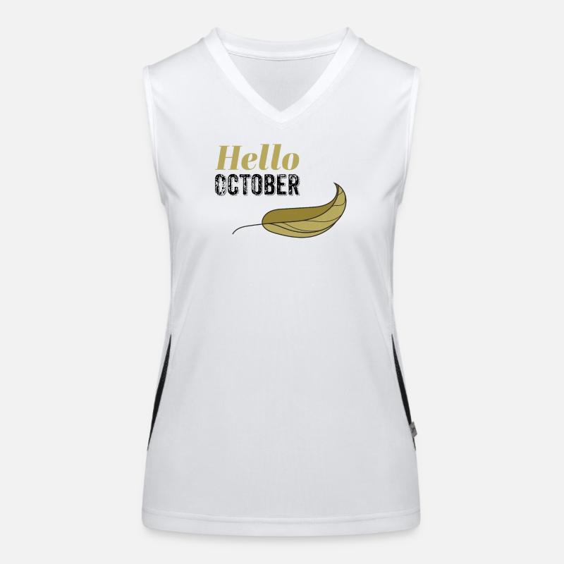 October Golden Hello Leaf Design Women's Functional Contrast Tank Top
