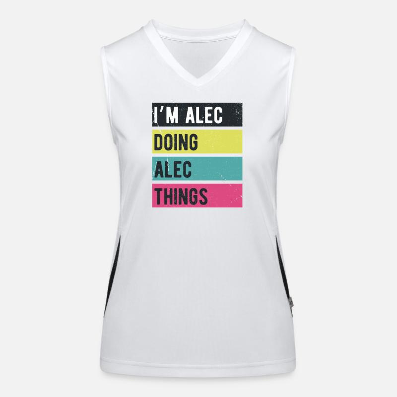Ich bin Alec, der Alec-Dinge Retrofarben macht Funktionelles Kontrast-Tank Top für Frauen