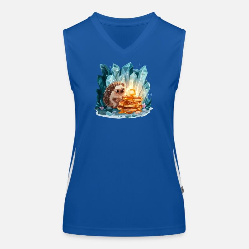 Igel mit goldenen Pfannkuchen Funktionelles Kontrast-Tank Top für Frauen