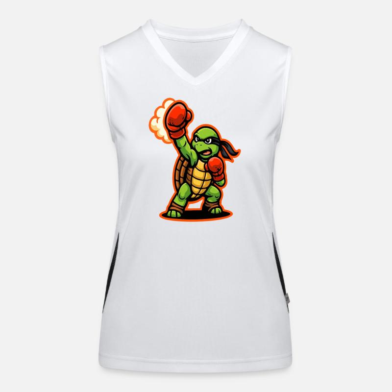 Boxing Turtle Fighter Power Punch Maskottchen Funktionelles Kontrast-Tank Top für Frauen