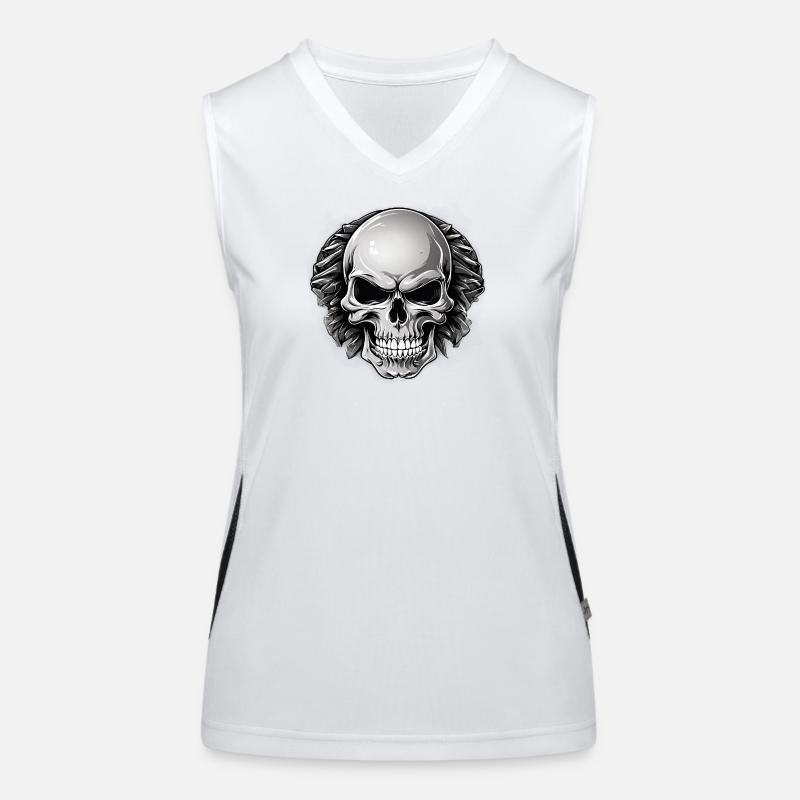 Schädel mit Lorbeer Gothic Tattoo Funktionelles Kontrast-Tank Top für Frauen